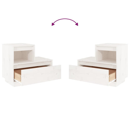 Bedside Cabinets 2 pcs White 60x34x51 cm Solid Wood Pine