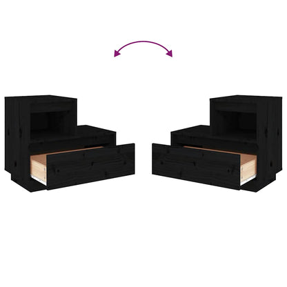 Bedside Cabinets 2 pcs Black 60x34x51 cm Solid Wood Pine