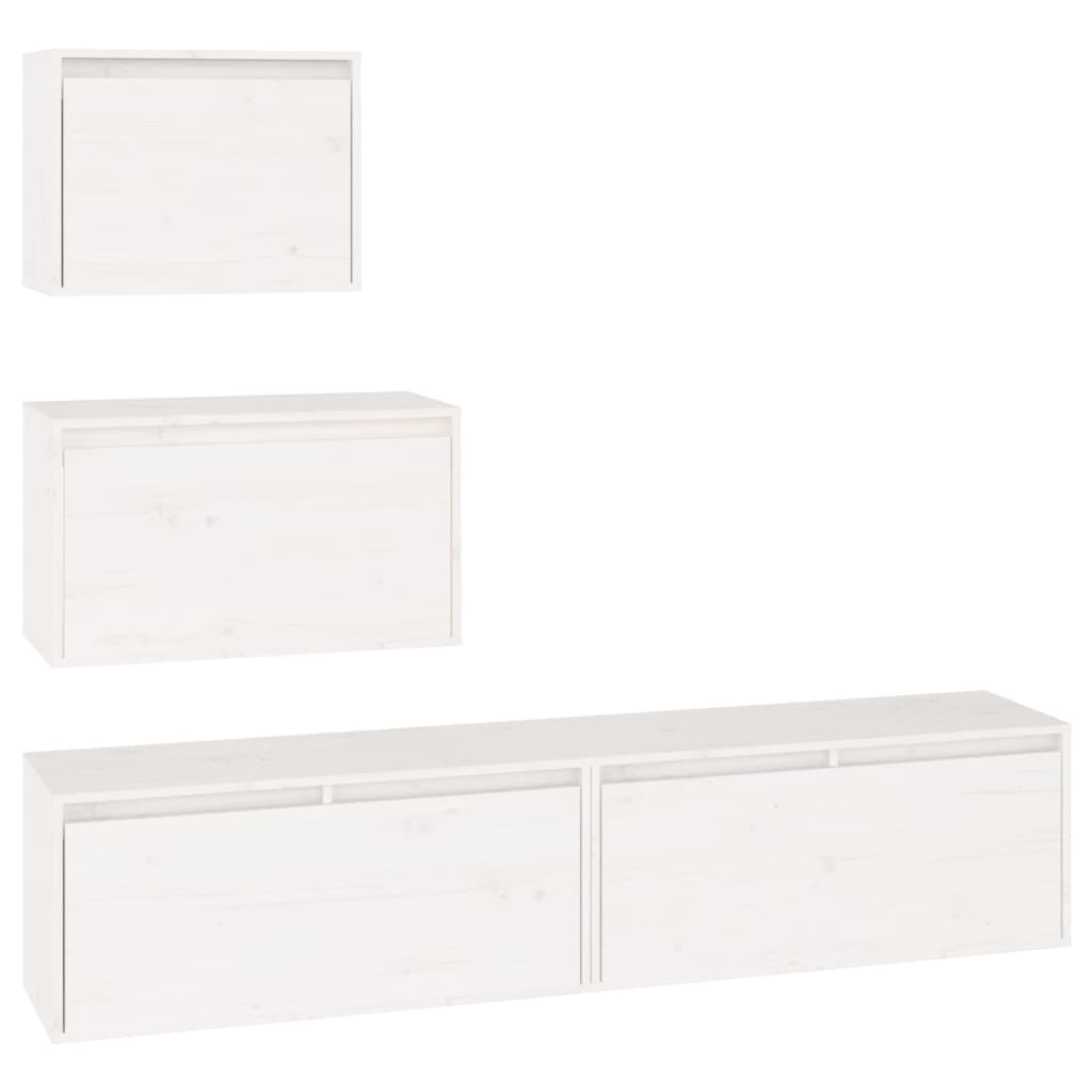 TV Cabinets 4 pcs White Solid Wood Pine