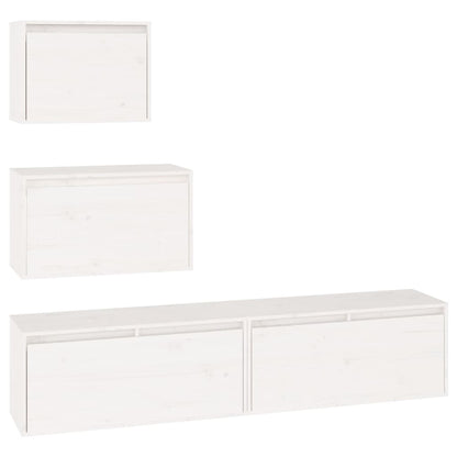 TV Cabinets 4 pcs White Solid Wood Pine