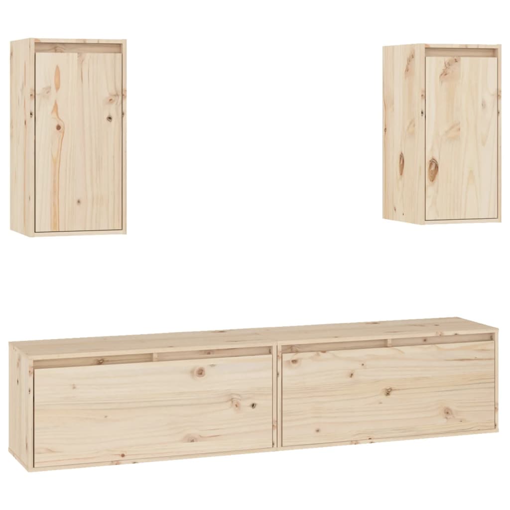 TV Cabinets 4 pcs Solid Wood Pine