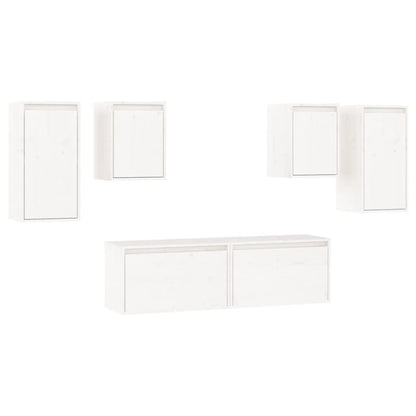 TV Cabinets 6 pcs White Solid Wood Pine