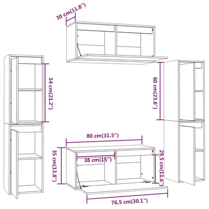 TV Cabinets 6 pcs Solid Wood Pine