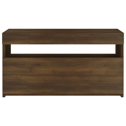 TV Cabinet with LED Lights Brown Oak 75x35x40 cm