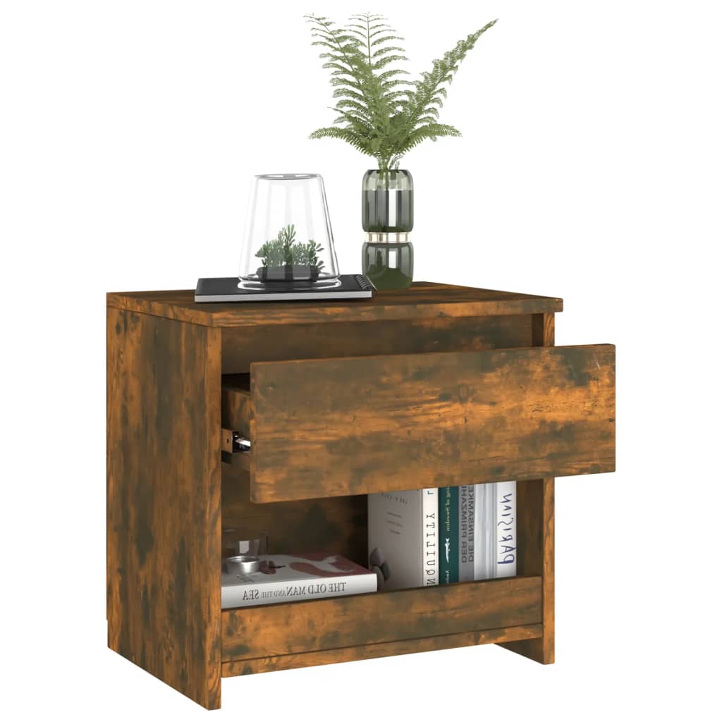 Bedside Cabinet Smoked Oak 40x30x39 cm Engineered Wood