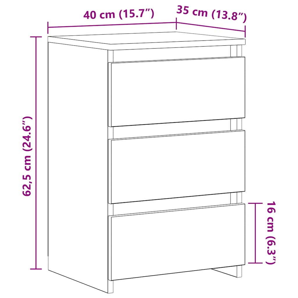 Bed Cabinets 2 pcs Smoked Oak 40x35x62.5 cm Engineered Wood