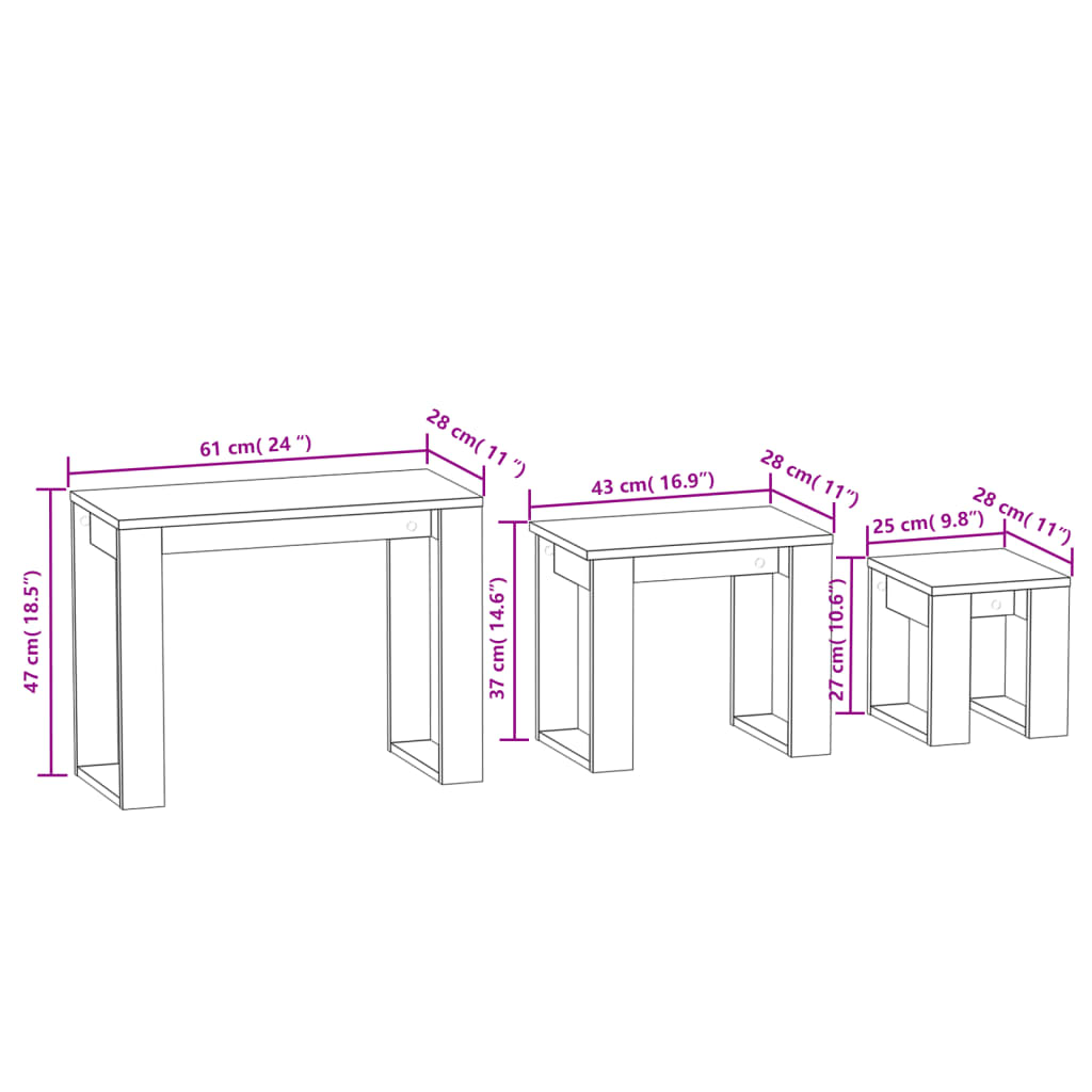 Nesting Tables 3 pcs Grey Sonoma Engineered Wood