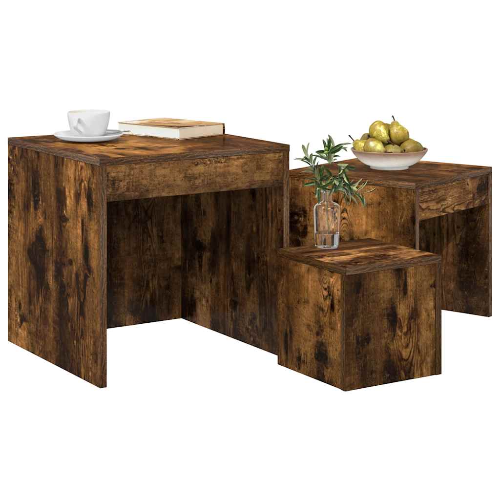 Nesting Tables 3 pcs Smoked Oak Engineered Wood
