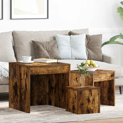 Nesting Tables 3 pcs Smoked Oak Engineered Wood