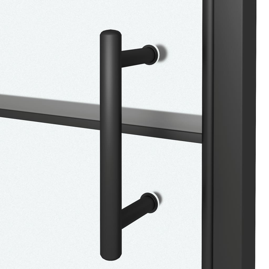 Shower Door 100x178 cm Half Frosted Tempered Glass Black