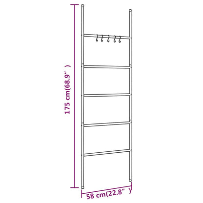 Towel Rack Ladder with 5 Tiers Black 58x175 cm Iron