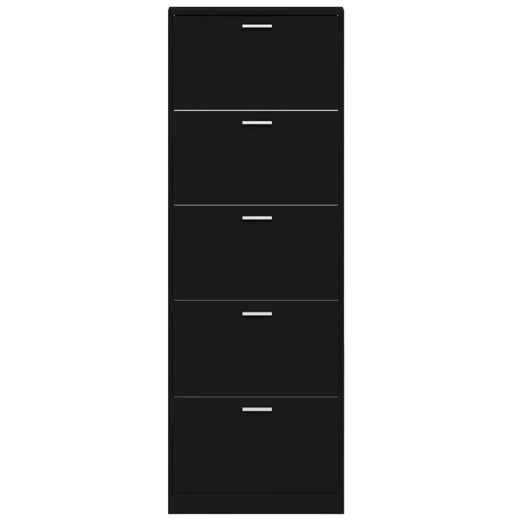 Shoe Cabinet Black 59x17x169 cm Engineered Wood
