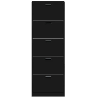 Shoe Cabinet Black 59x17x169 cm Engineered Wood