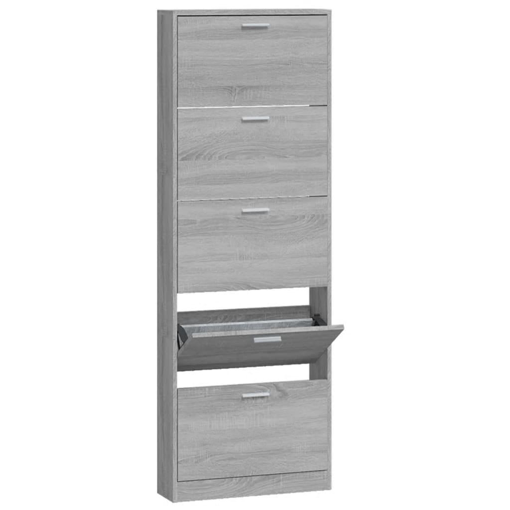 Shoe Cabinet Grey Sonoma 59x17x169 cm Engineered Wood