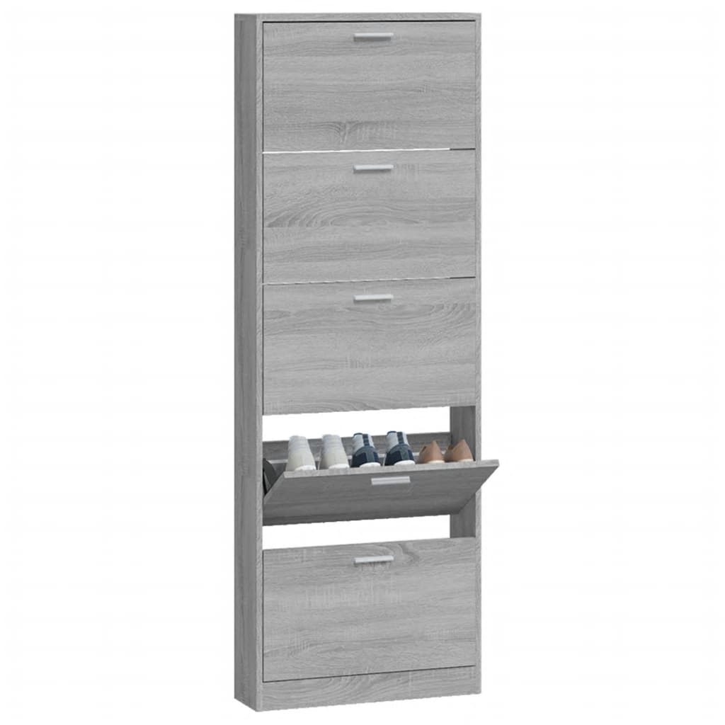 Shoe Cabinet Grey Sonoma 59x17x169 cm Engineered Wood