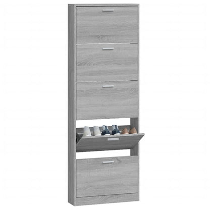 Shoe Cabinet Grey Sonoma 59x17x169 cm Engineered Wood