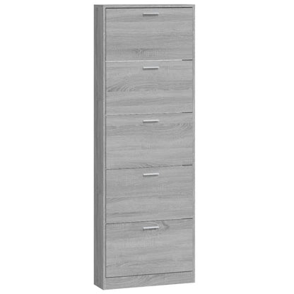 Shoe Cabinet Grey Sonoma 59x17x169 cm Engineered Wood