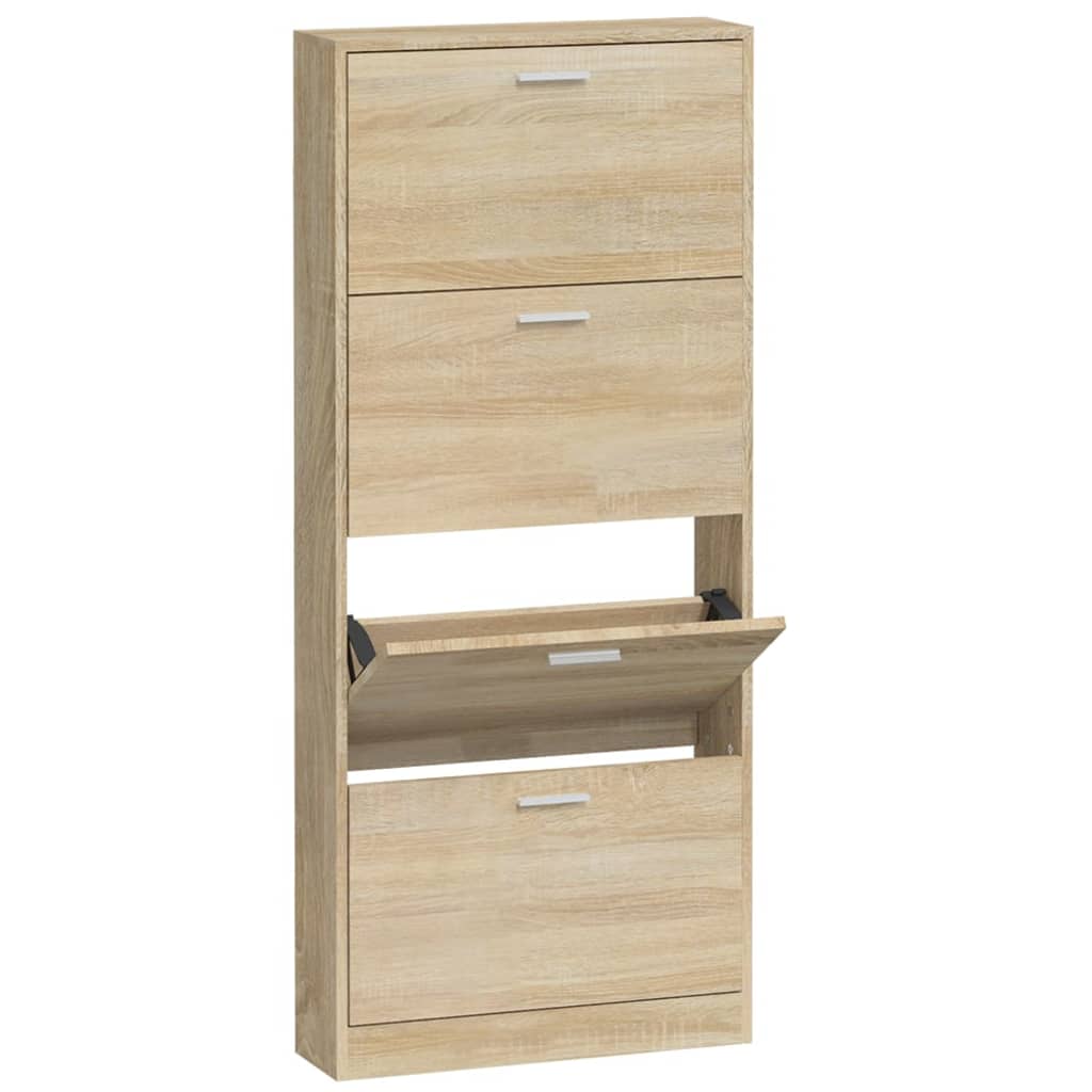 Shoe Cabinet Oak 59x17x150 cm Engineered Wood