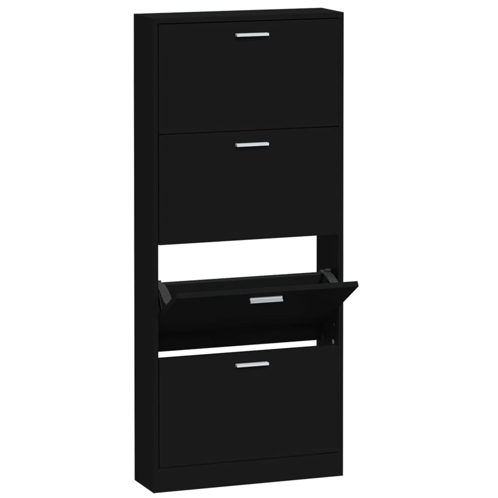 Shoe Cabinet Black 59x17x150 cm Engineered Wood