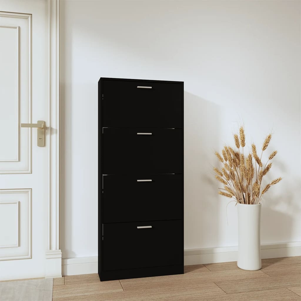 Shoe Cabinet Black 59x17x150 cm Engineered Wood