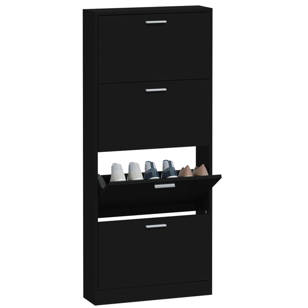Shoe Cabinet Black 59x17x150 cm Engineered Wood