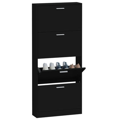 Shoe Cabinet Black 59x17x150 cm Engineered Wood