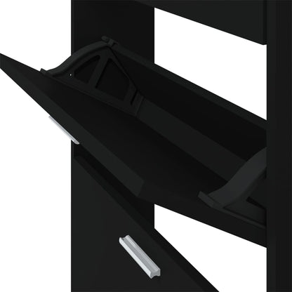 Shoe Cabinet Black 59x17x150 cm Engineered Wood