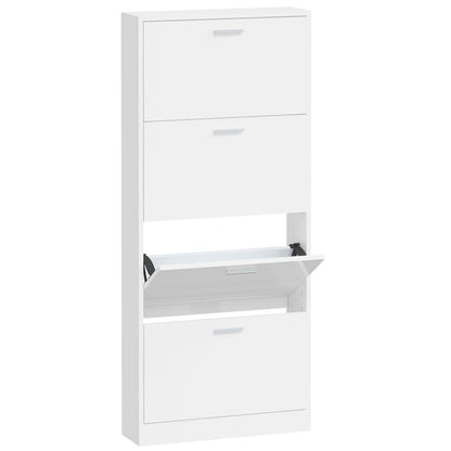 Shoe Cabinet High Gloss White 59x17x150 cm Engineered Wood