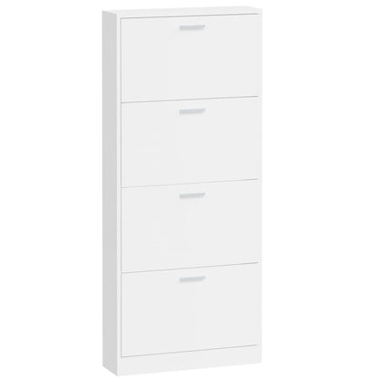 Shoe Cabinet High Gloss White 59x17x150 cm Engineered Wood