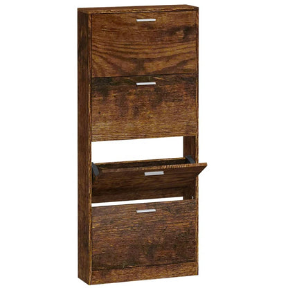 Shoe Cabinet Smoked Oak 59x17x150 cm Engineered Wood