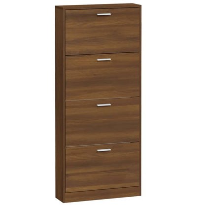 Shoe Cabinet Brown Oak 59x17x150 cm Engineered Wood