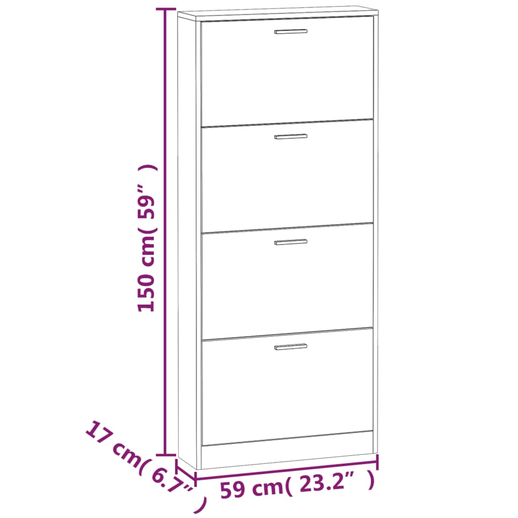 Shoe Cabinet Brown Oak 59x17x150 cm Engineered Wood