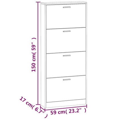 Shoe Cabinet Brown Oak 59x17x150 cm Engineered Wood