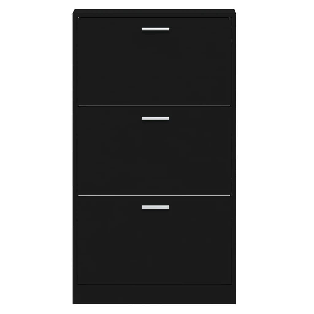 Shoe Cabinet Black 59x17x108 cm Engineered Wood