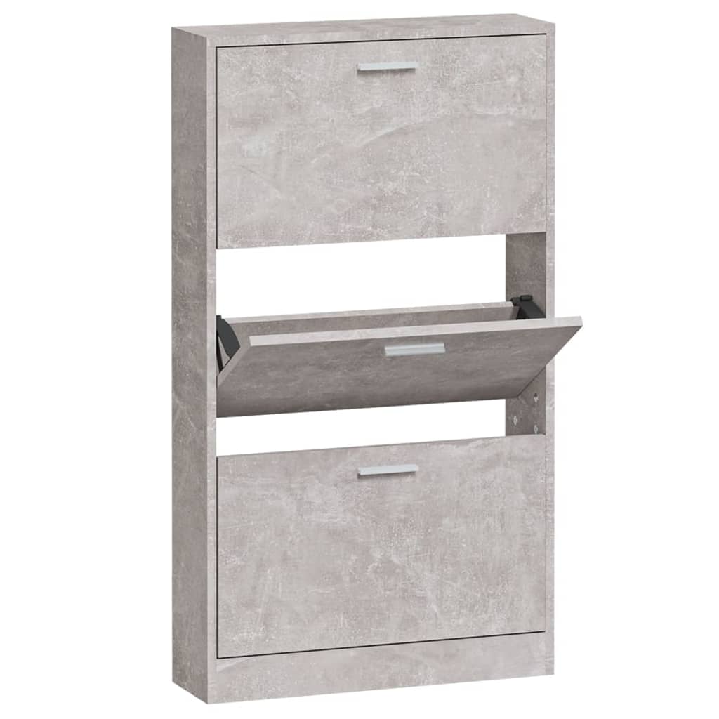 Shoe Cabinet Concrete Grey 59x17x108 cm Engineered Wood