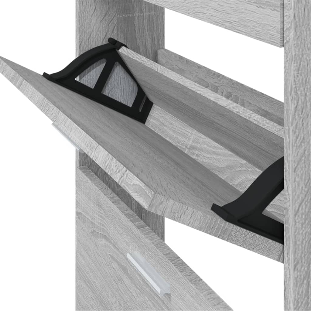 Shoe Cabinet Grey Sonoma 59x17x108 cm Engineered Wood