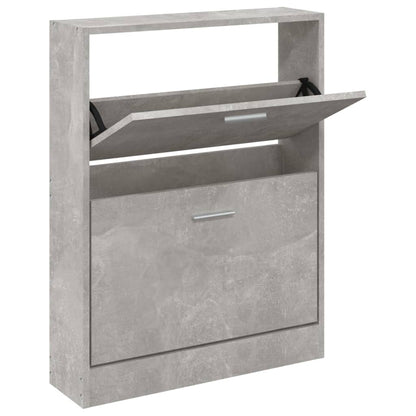 Shoe Cabinet Concrete Grey 59x17x81 cm Engineered Wood