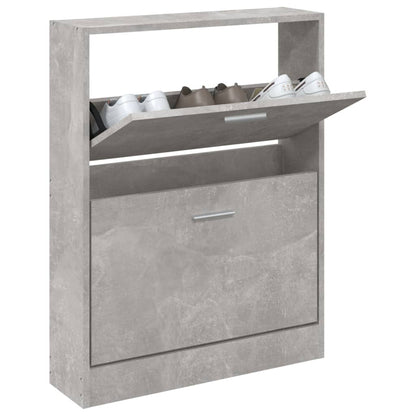 Shoe Cabinet Concrete Grey 59x17x81 cm Engineered Wood