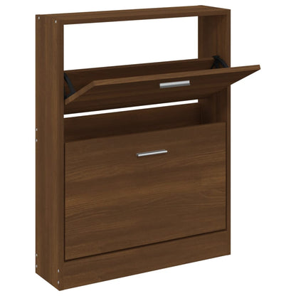 Shoe Cabinet Brown Oak 59x17x81 cm Engineered Wood
