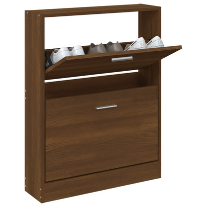 Shoe Cabinet Brown Oak 59x17x81 cm Engineered Wood