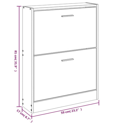 Shoe Cabinet Brown Oak 59x17x81 cm Engineered Wood