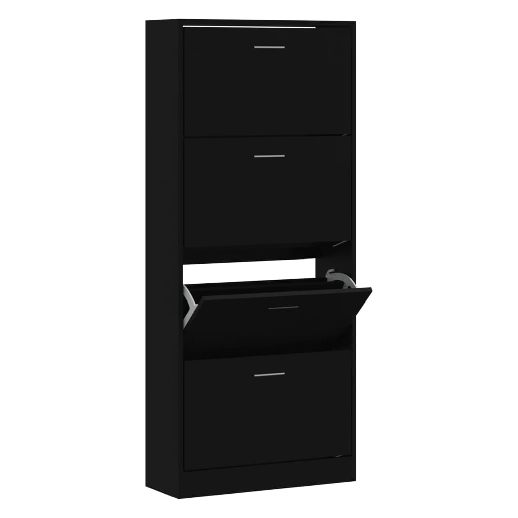 Shoe Cabinet Black 63x24x147 cm Engineered Wood