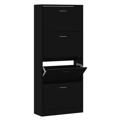 Shoe Cabinet Black 63x24x147 cm Engineered Wood