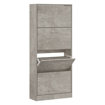 Shoe Cabinet Concrete Grey 63x24x147 cm Engineered Wood