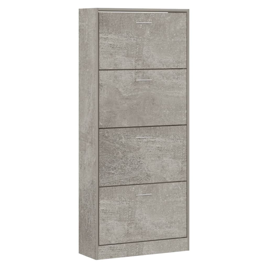 Shoe Cabinet Concrete Grey 63x24x147 cm Engineered Wood