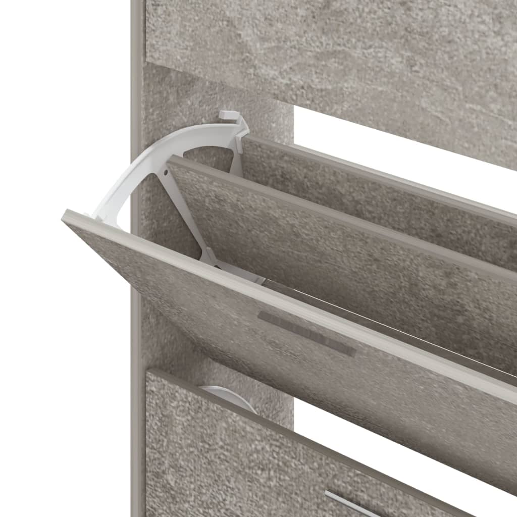 Shoe Cabinet Concrete Grey 63x24x147 cm Engineered Wood