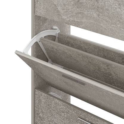 Shoe Cabinet Concrete Grey 63x24x147 cm Engineered Wood