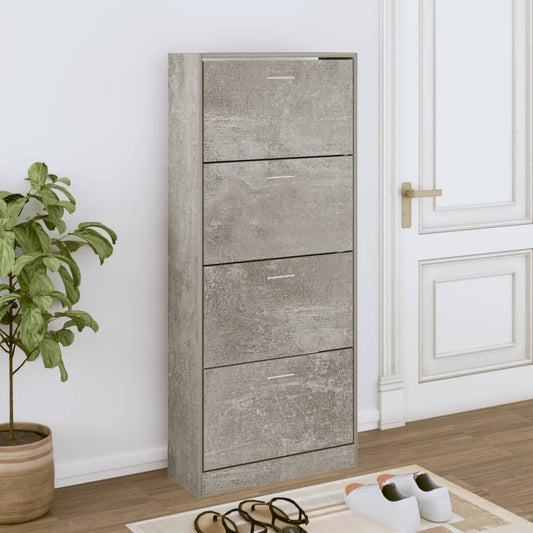 Shoe Cabinet Concrete Grey 63x24x147 cm Engineered Wood