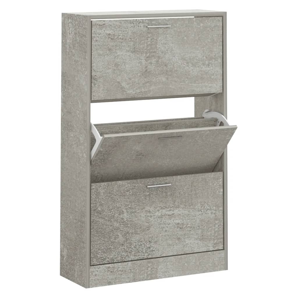 Shoe Cabinet Concrete Grey 63x24x103 cm Engineered Wood