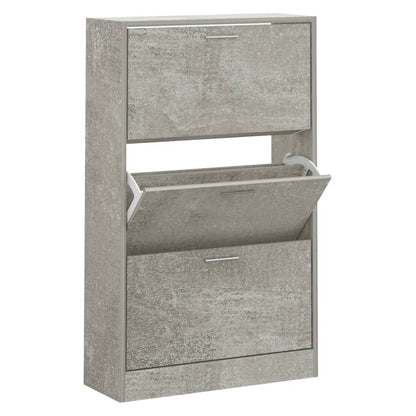 Shoe Cabinet Concrete Grey 63x24x103 cm Engineered Wood
